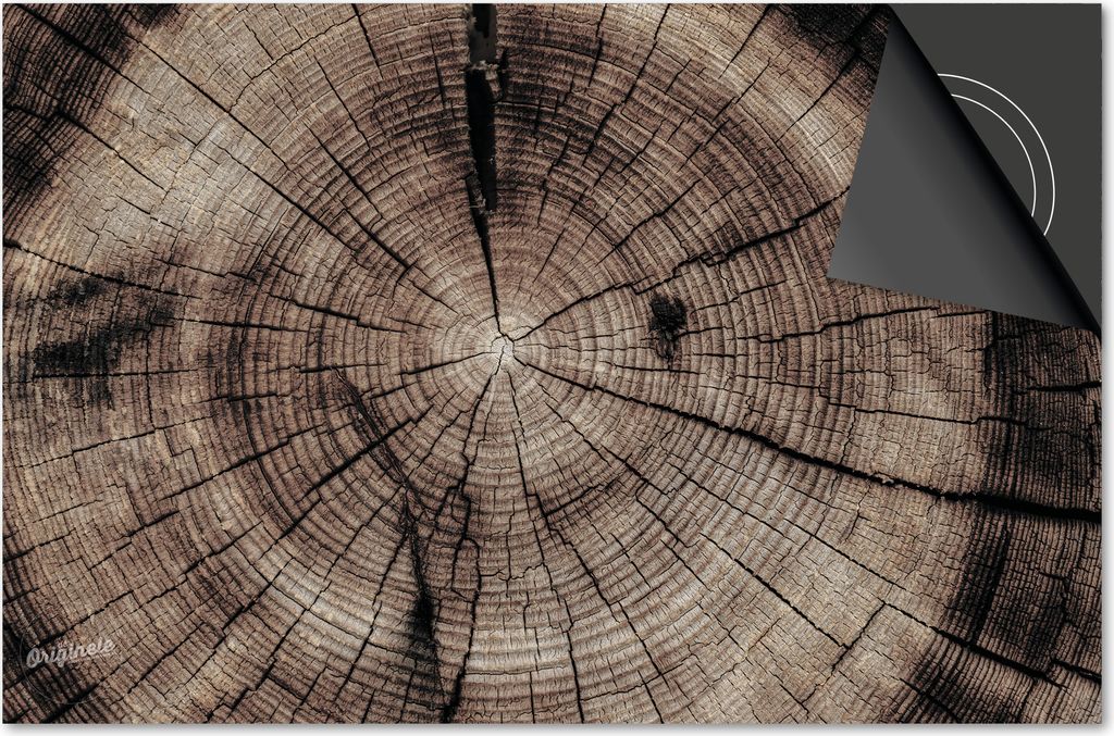 Induktionsschutz 81x52 - abdeckplatte Induktion matt- Dietrix Kochfeldschutz- Exklusive - Holz und Baum - Stumpf dunkle Jahresringe