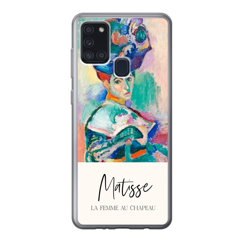 MuchoWow Handyhülle Schutzhülle Hülle für Samsung Galaxy A21s Die Frau mit dem Hut - Matisse - Kunst Silikon Softcase Handy Hülle - Hartschale