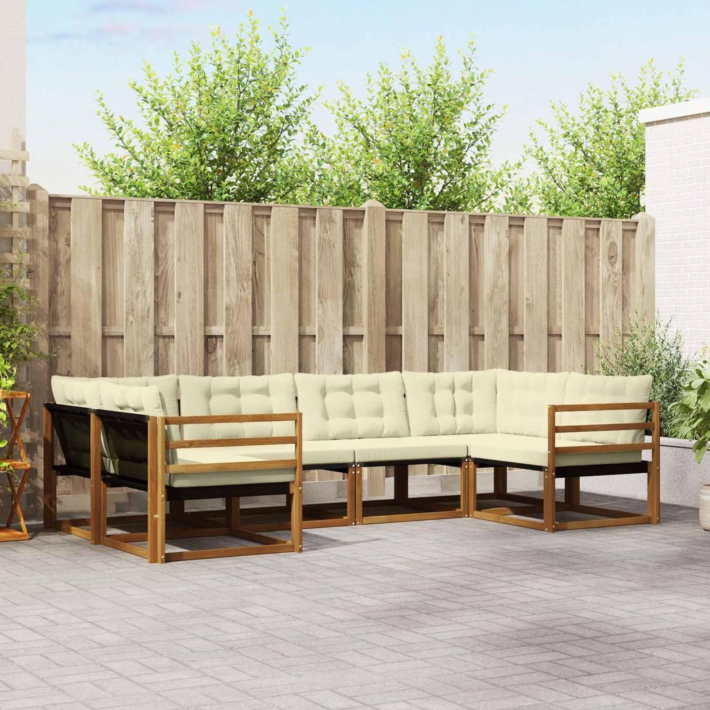 "Neues Produkt" Outdoor-Sofagarnitur ANTI-UV - CLORIS - mit Kissen - 6 pcs - Natur und Creme - Modern Gartensofas V932