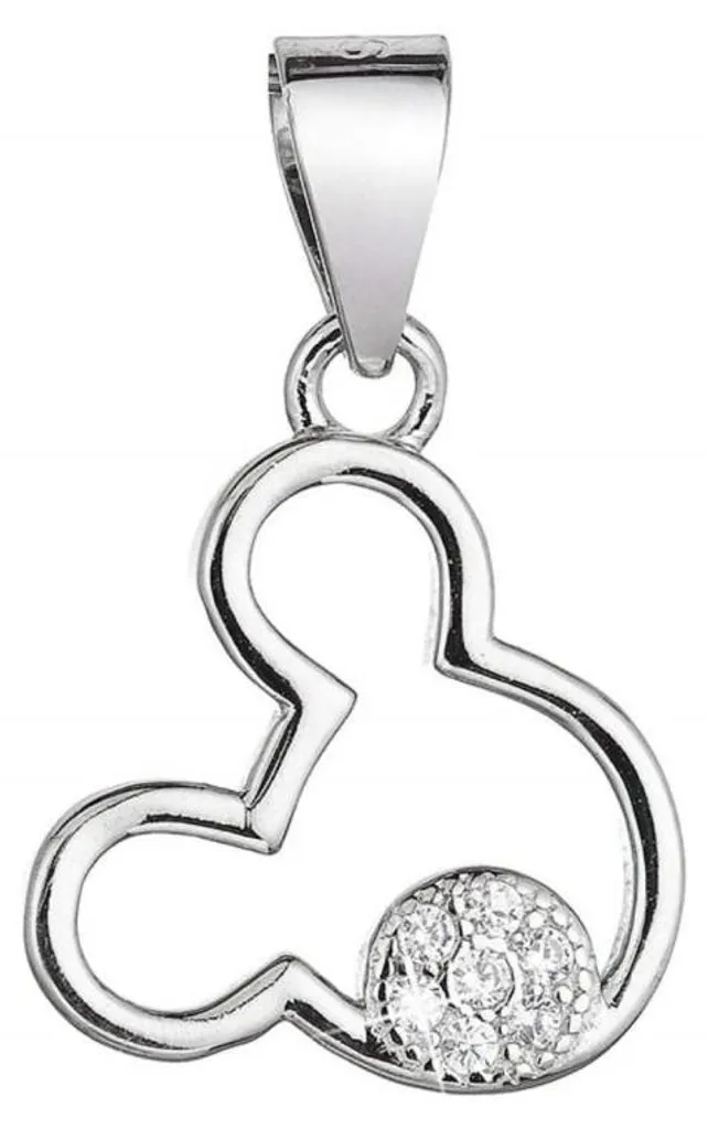 Pendentif Mickey Mouse argent et zircons, cadeau idéal pour Noël
