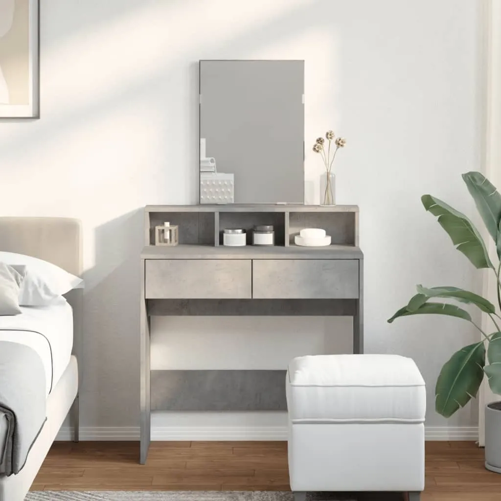 Miglior Tavolo da Trucco Grigio Cemento 80x41x144,5 cm | Specchio Incluso - 3