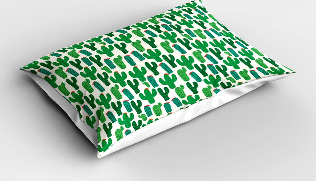 ABAKUHAUS Exotisch Kopfkissenbezug, Vibrierende San Pedro-Kaktus-Laub-Klima-Wüste, die mexikanische Anlagen blüht, 40x80 cm, Grün Rot