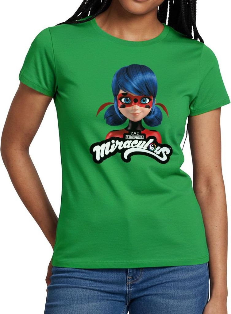 Spreadshirt Miraculous Ladybug Mit Logo Frauen T-Shirt, L, Kelly Green