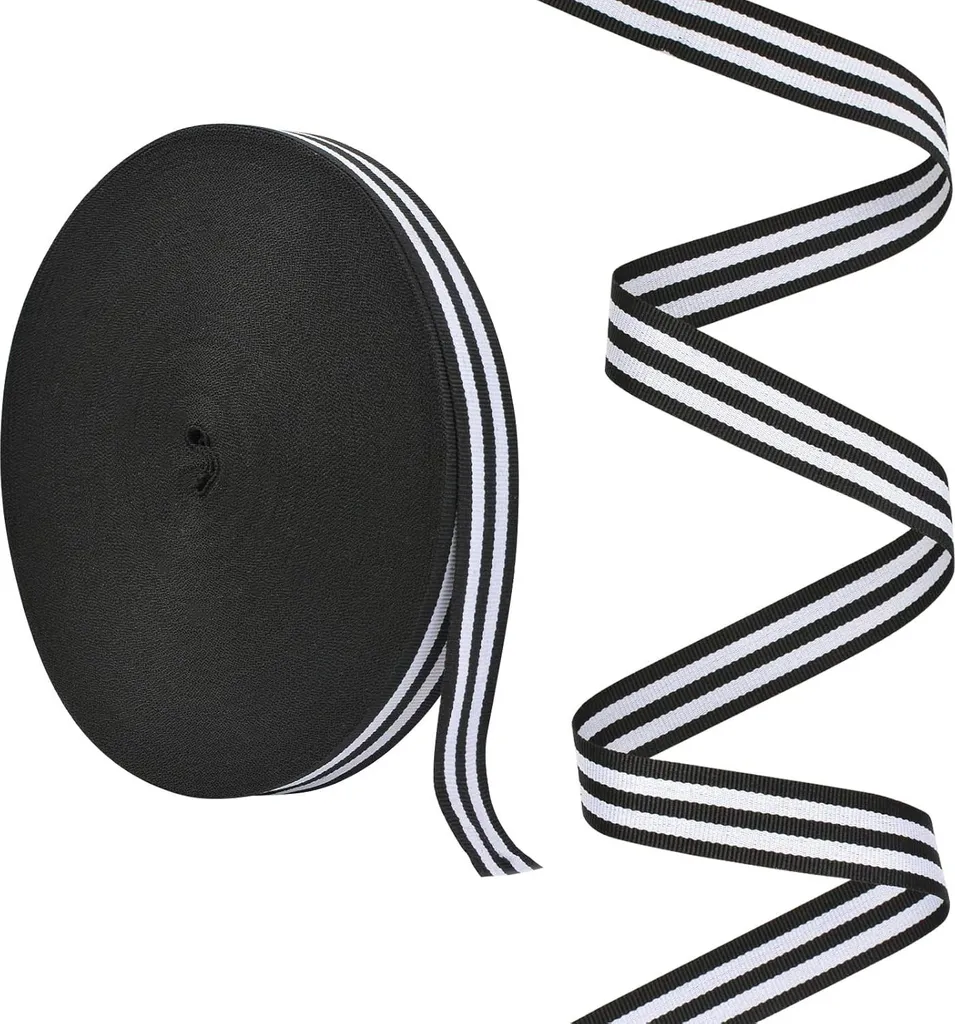 Ruban gros grain rayé noir et blanc 2 cm x 50m pour emballage cadeau