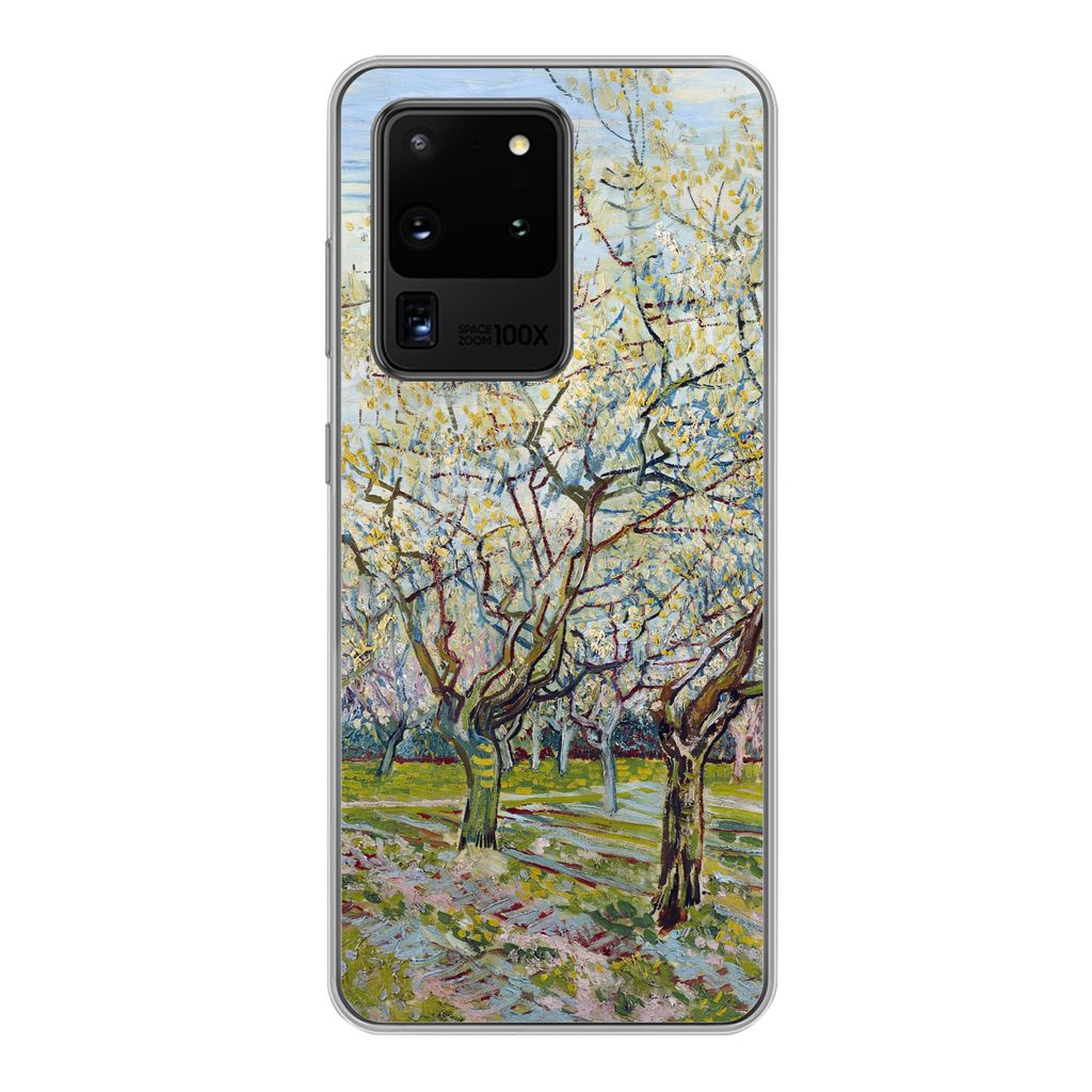 MuchoWow Handyhülle Schutzhülle Hülle für Samsung Galaxy S20 Ultra Blühender Obstgarten - Vincent van Gogh Silikon Softcase Handy Hülle - K...