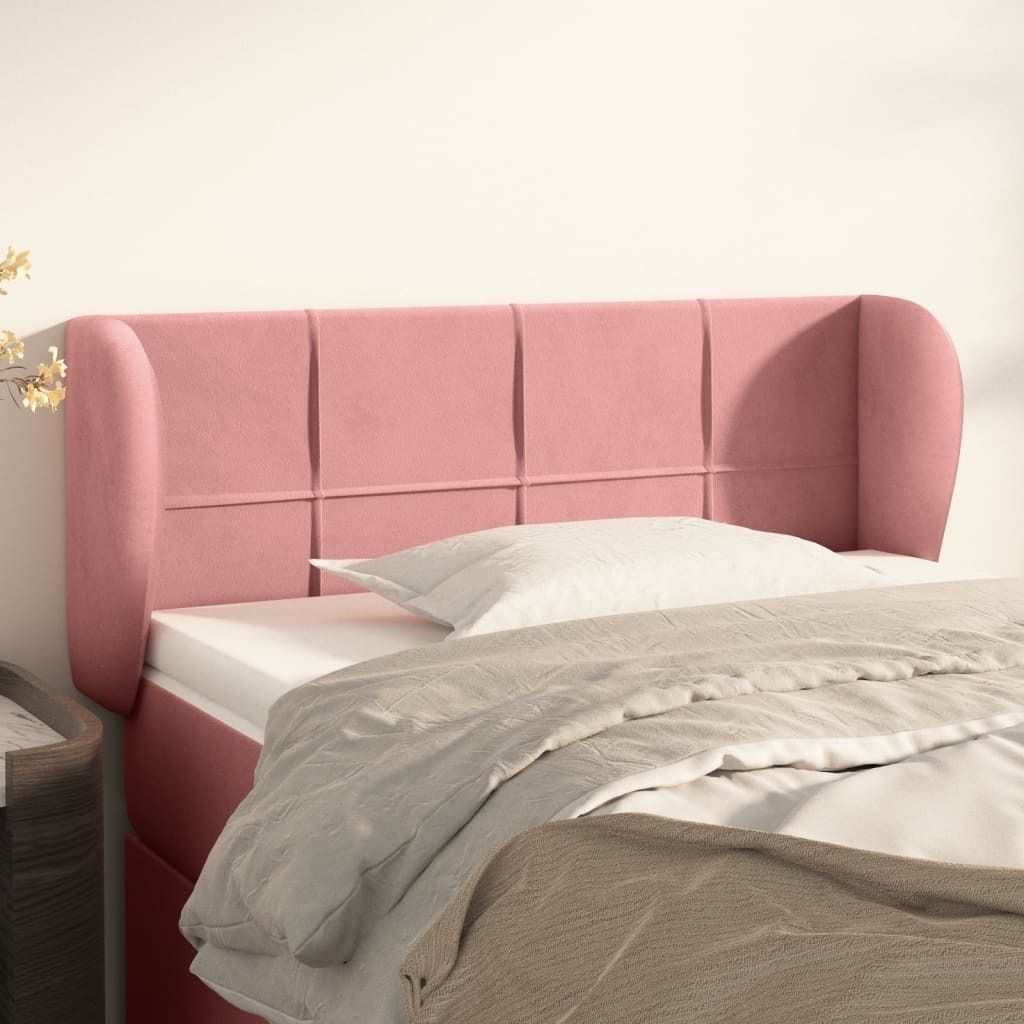 The Living Store Kopfteil mit Ohren Rosa 103x23x78/88 cm Samt