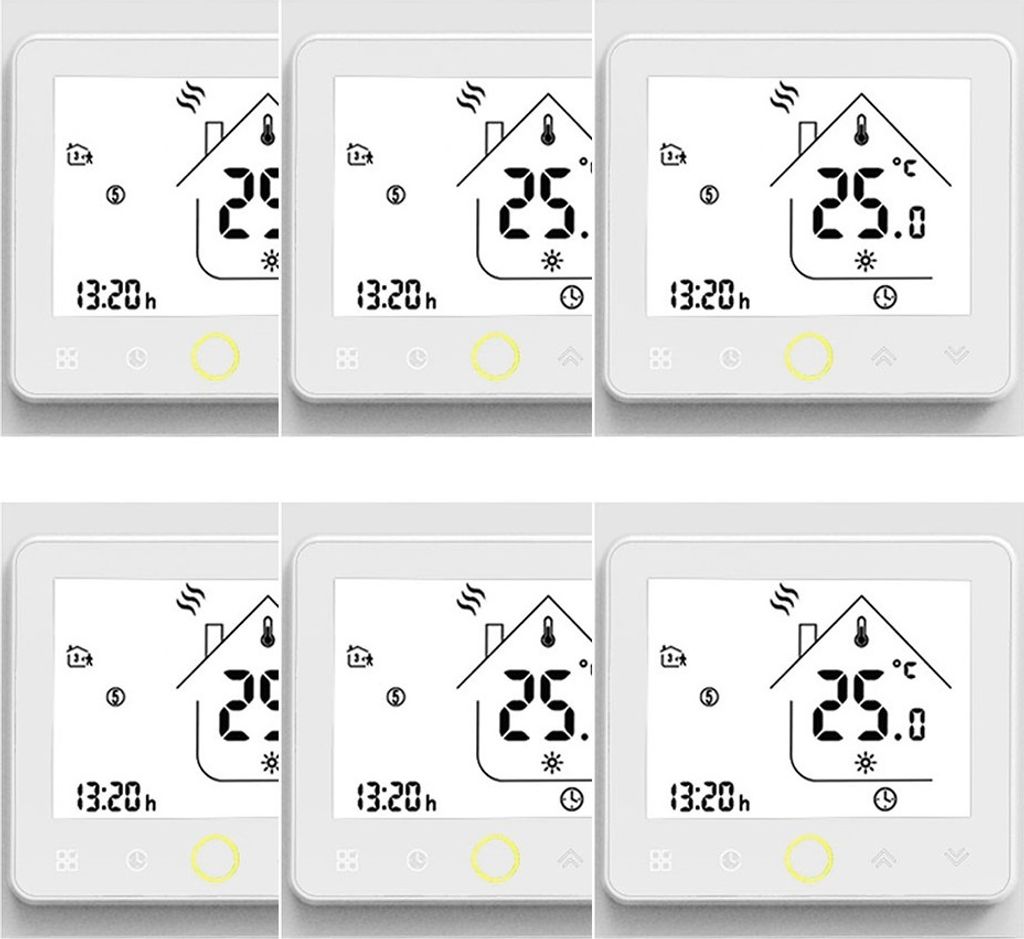 6X Smart Raumthermostat fuer 5A Warmwasserbereitung Fussbodenheizung Thermostat Temperaturregler Wandheizung Kein Wi-Fi Wandthermostat Innenthermom...