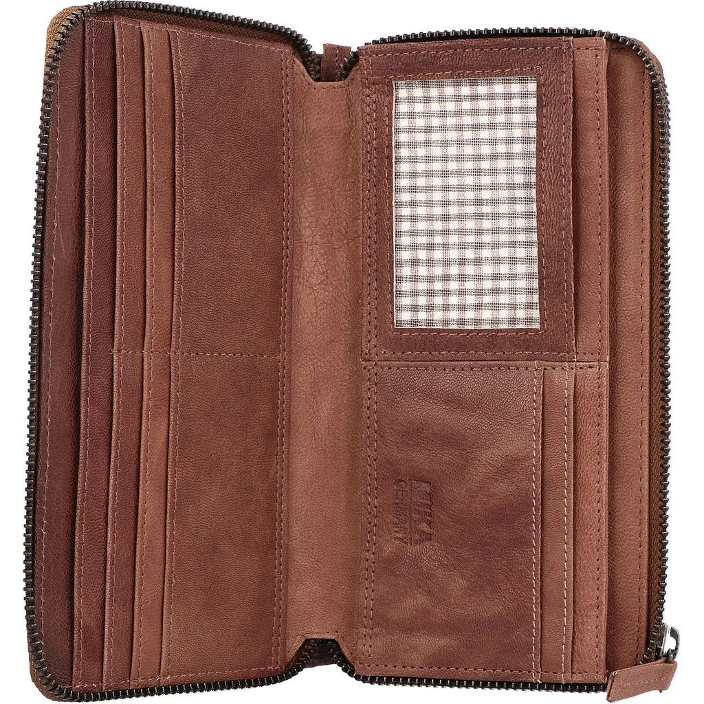 Portefeuille MIKA en cuir gris-marron avec compartiments multifonctions - 8