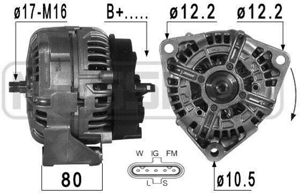 Alternateur de rechange 80A pour VW Roomster et Transporter T4 209122