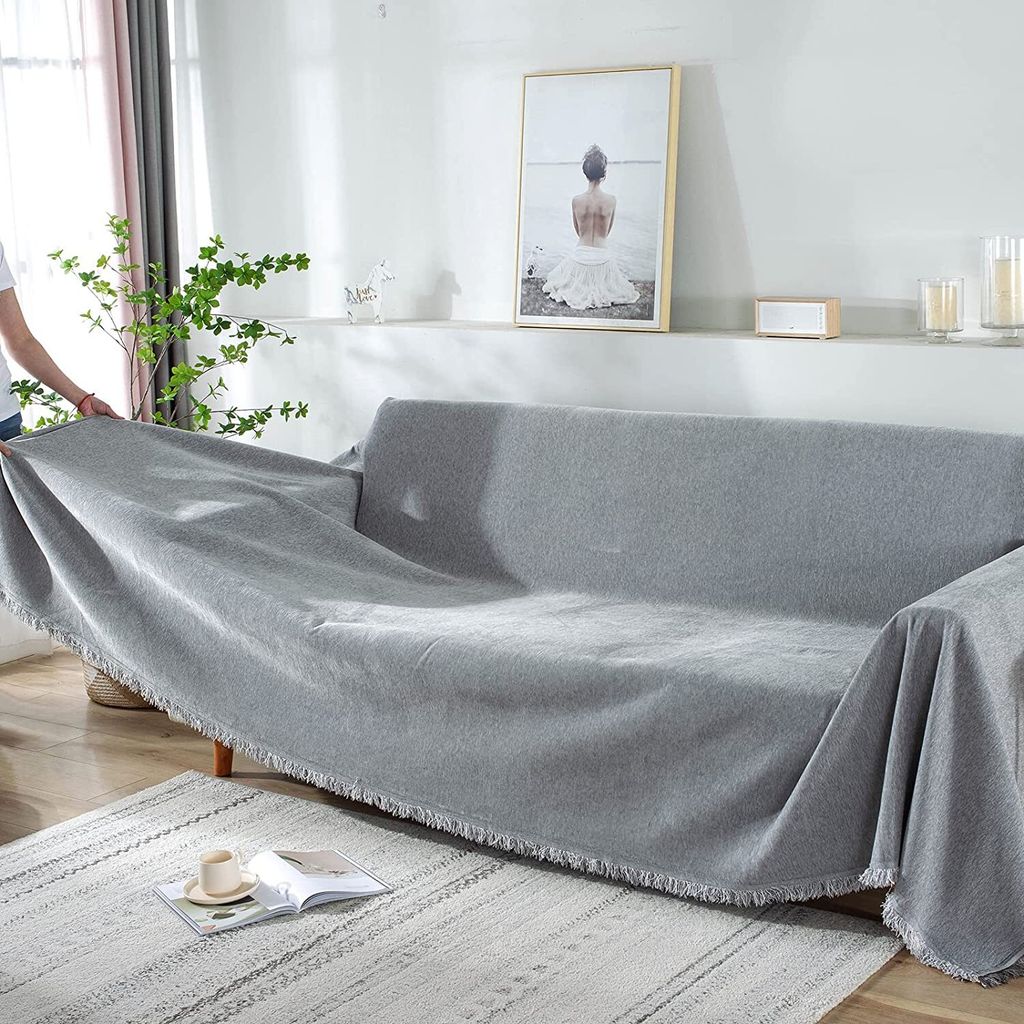 Sofabezug Sofaüberwurf 180*300cm Hellgrau