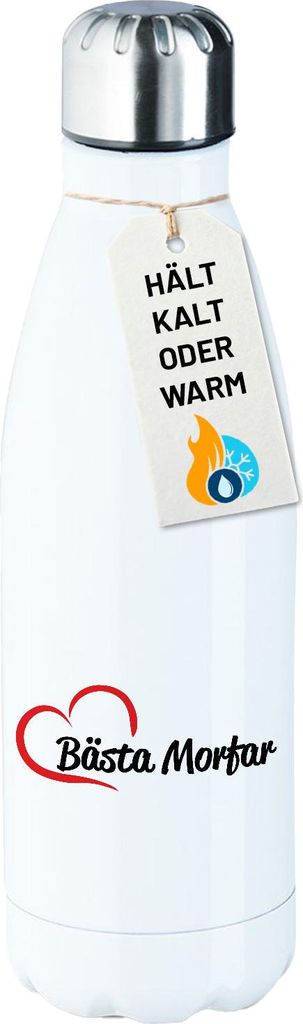 Huuraa Trinkflasche Bästa Morfar Hjärta 500ml White Edelstahl Wasserflasche Trinkflasche Geschenkidee