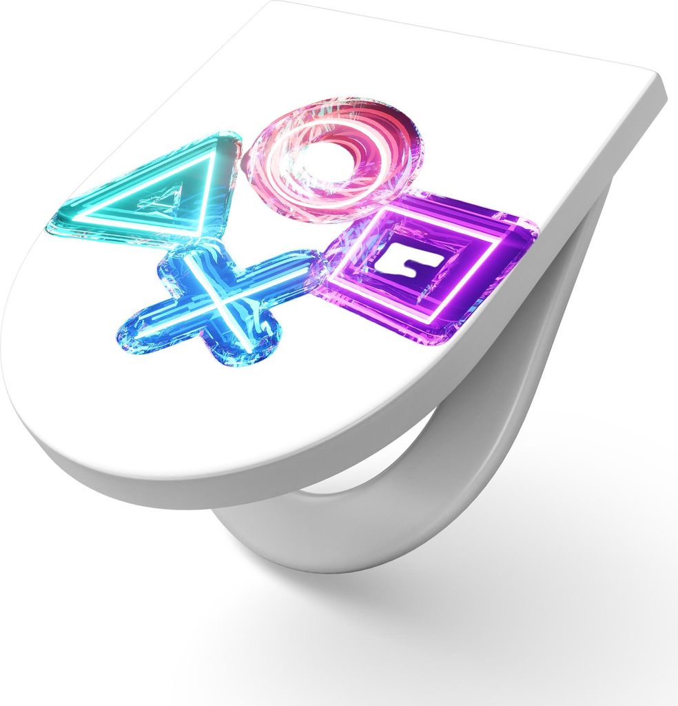 DEQORI WC-Sitz Duroplast 36,4x45,4 cm 'Neon Gaming Symbole' Toilettensitz WC-Brille