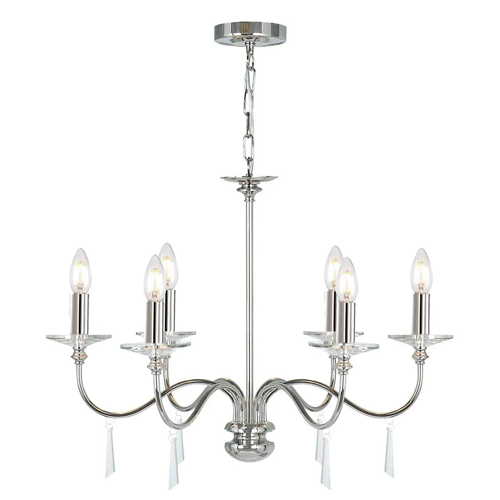 Lustre Finsbury Park Elstead Nickel Poli 6xE14 60W - Éclairage Chic