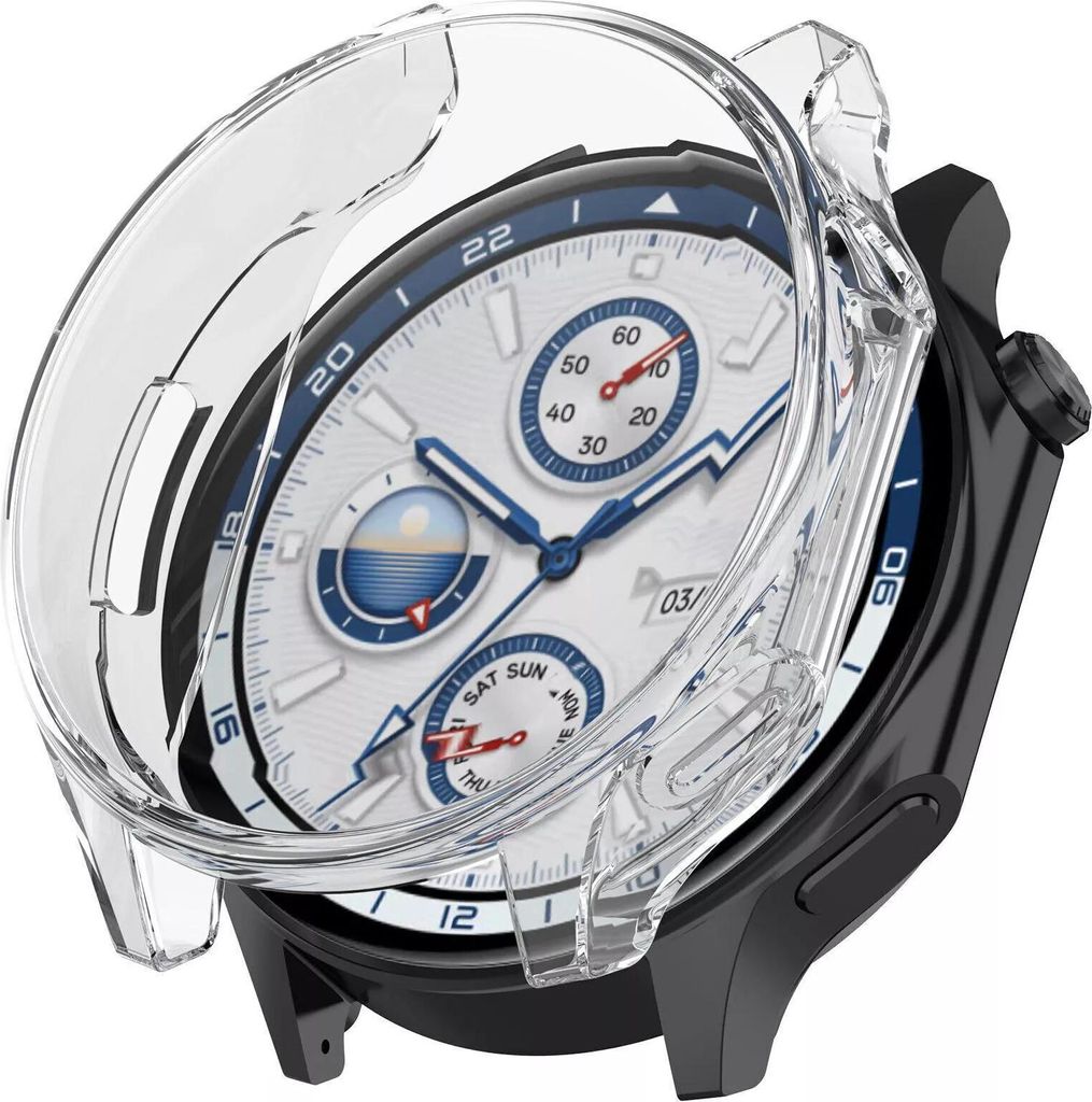Strap-it Stoßdämpfende TPU-Hülle - passend für die OnePlus Watch 2 (transparent)