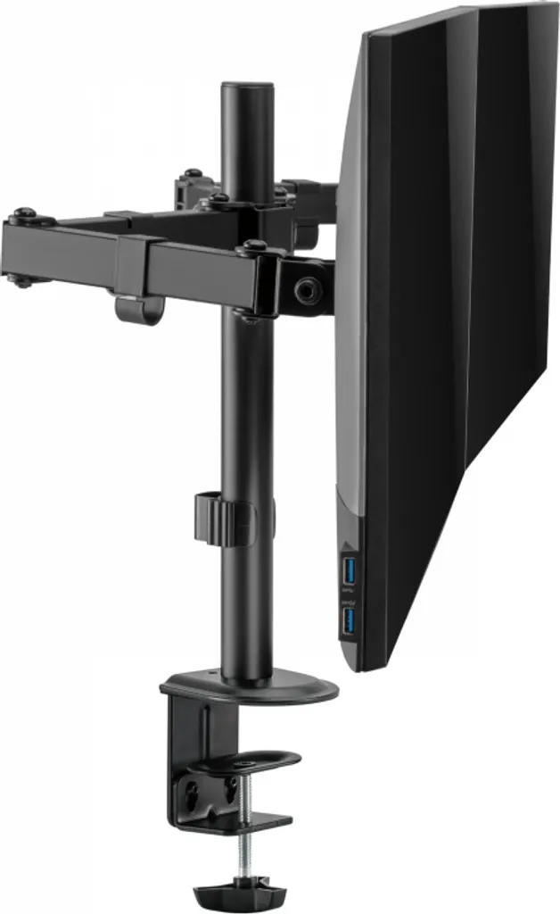 Support double écran V7 articulé avec base de fixation à pinces noire