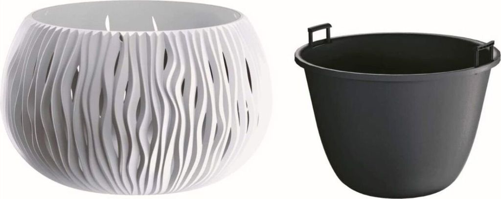 Květináč SANDY BOWL s vkladem 23,8 cm - barva: bílá Immagine del prodotto 