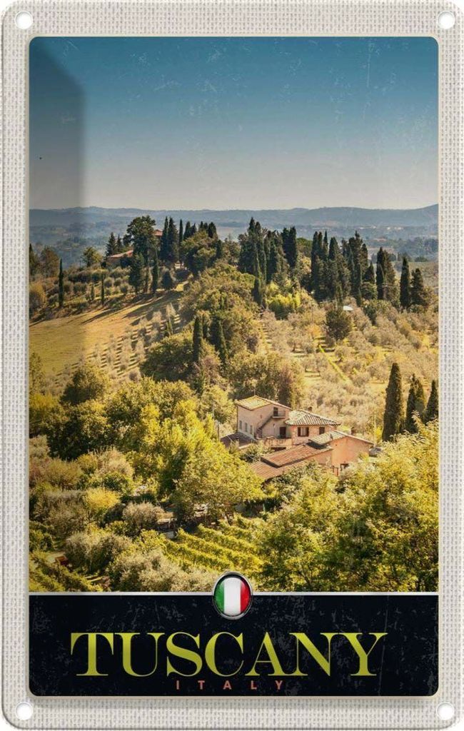 vianmo Blechschild 30x20 cm Toskana Italien Natur Weinfelder Bildmotiv Reisemotiv Abenteuer Reisen Urlaub