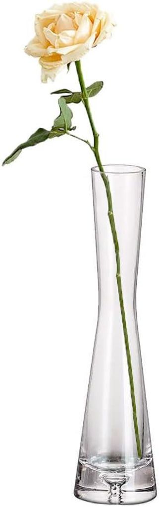 Zylindrische Vase aus mundgeblasenem Glas mit einem einzelnen Stiel, als Tischdekoration, für Zuhause oder Büro.