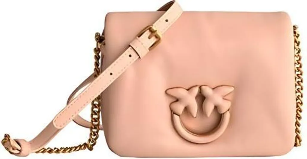 Sac Rose Pinko Love Click Puff avec Fermoir Bijou et Chaîne Dorée