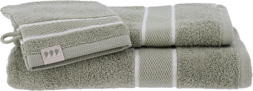 TENDANCE| Handtuchset - grün - Weiche - Baumwolle - Set mit 2 Handtüchern und Waschhandschuh