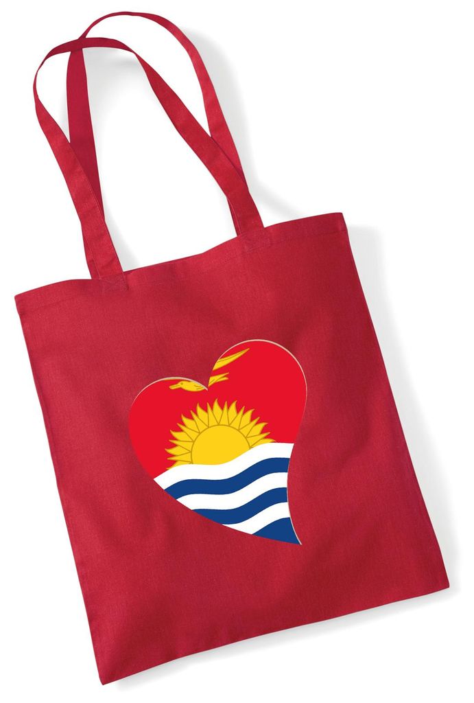Huuraa Jutebeutel Kiribati Flagge Herz 10 Liter Classic Red Baumwolle Tasche Geschenkidee