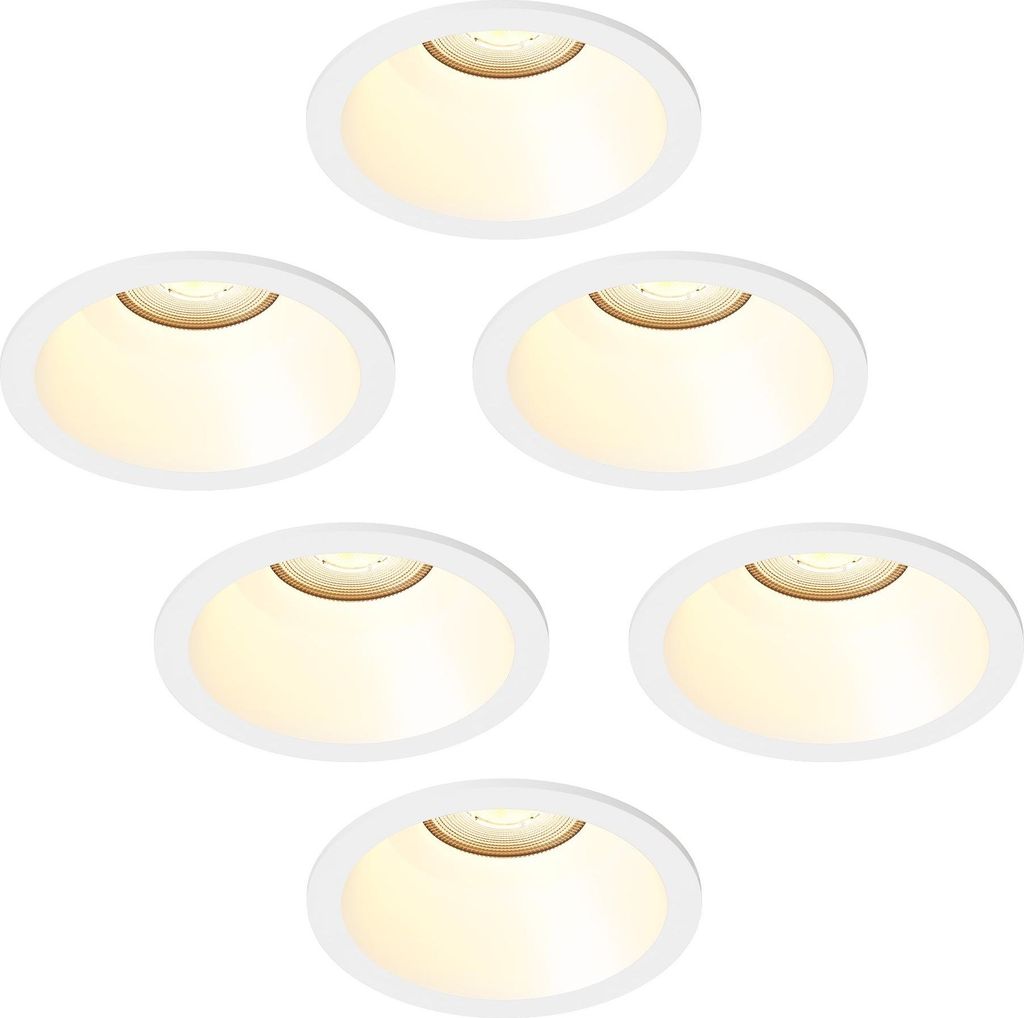 Ledvion - 6x Einbaustrahler led weiße Runde, Ø85 mm, dimmbar, 3W GU10 Spot, 2700.000, 345 Lumen, Aluminium, IP20, moderne Deckenstellen