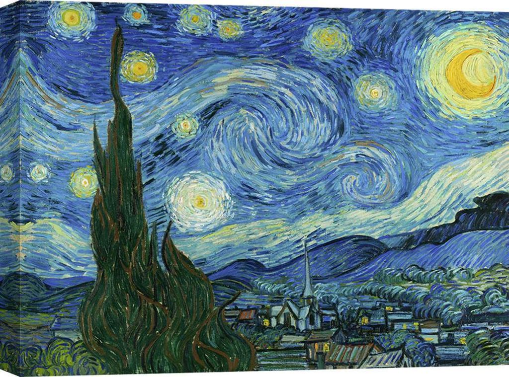 Kunstdruck auf Leinwand - Vincent van Gogh, Sternennacht – 120x90 cm