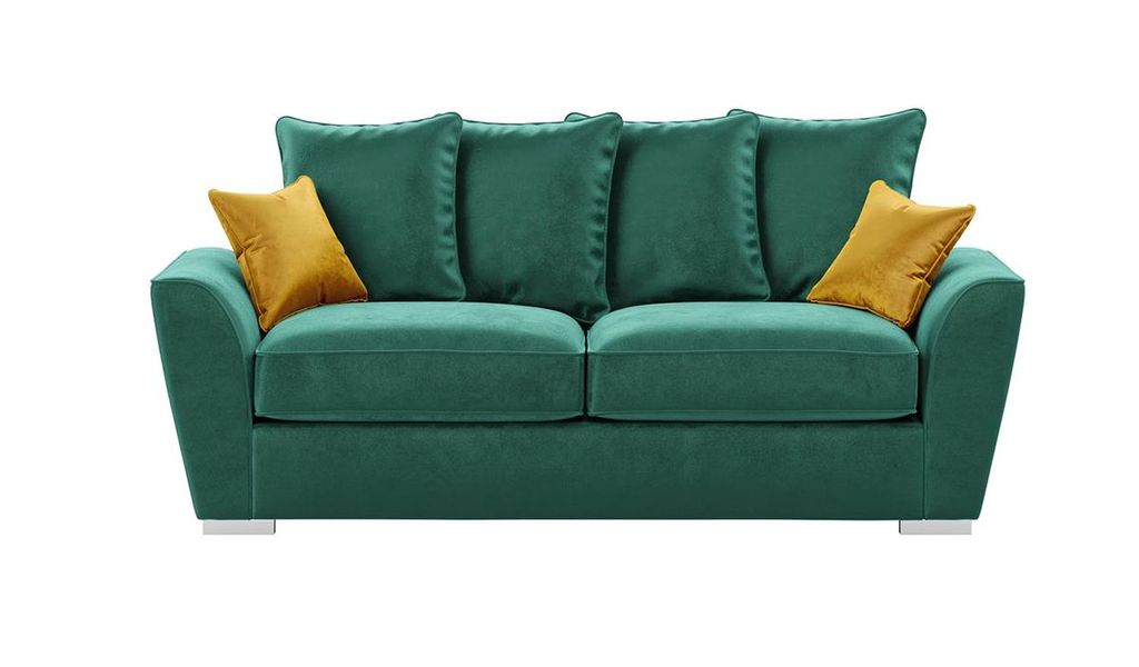 SLF24 - Dreisitzer-Sofa mit loser Rückenpolsterung Majestic - dunkelgrün - Velluto 10/Senf - Velluto 8