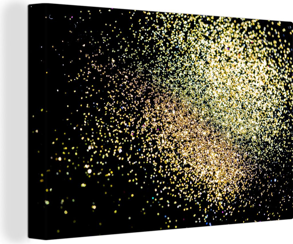 OneMillionCanvasses - Leinwandbilder - 140x90 cm, Luxus - Glitzer - Gold - Design - Schwarz, Wandbilder Kunstdruck Wanddekoration - Foto auf Lein...