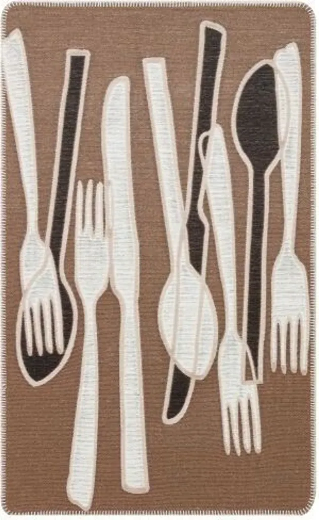 Kelim Arya Neo 06 brun et blanc 75x180 cm : tapis tissé à plat artisanal