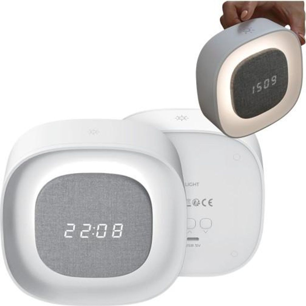 LED luce notturna sveglia PURE FNL-03 BJORN bianco quadrato Immagine del prodotto 
