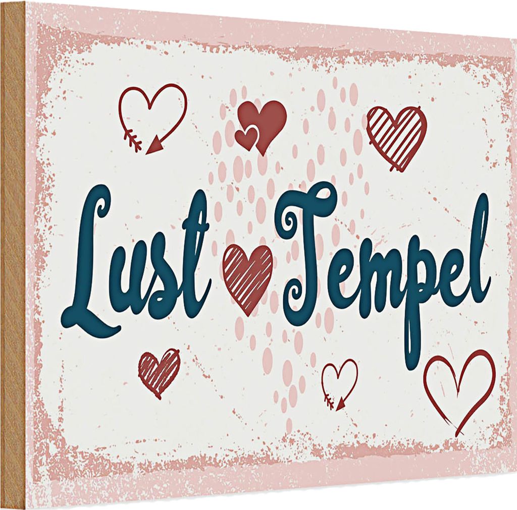 Holzschild Spruch 30x20cm Lust Tempel rosa glücklich