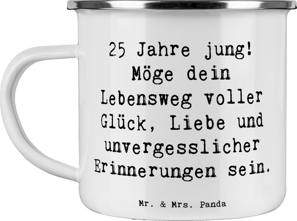 Mr. & Mrs. Panda Pott Spruch 25. Geburtstag Glück - Weiß - Geschenk, becher emaille, Tasse, Meilenstein, Happy Birthday, Liebe, Party, Feier, Tee...
