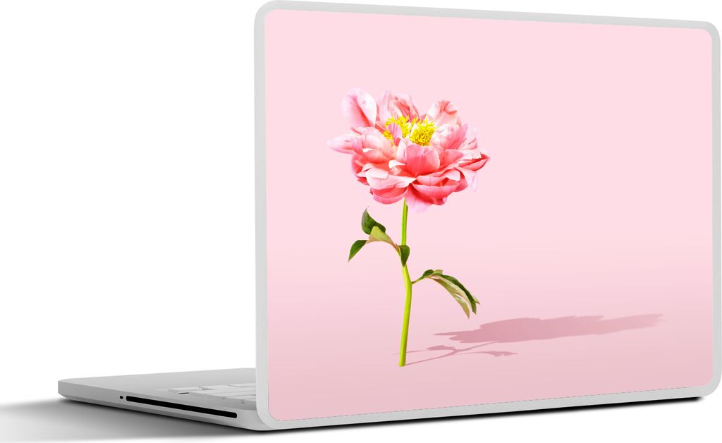 MuchoWow Laptop Aufkleber Sticker Cover Rosa Pfingstrose auf einem rosa Hintergrund 36.5x27.5 cm - Laptop-Sticker