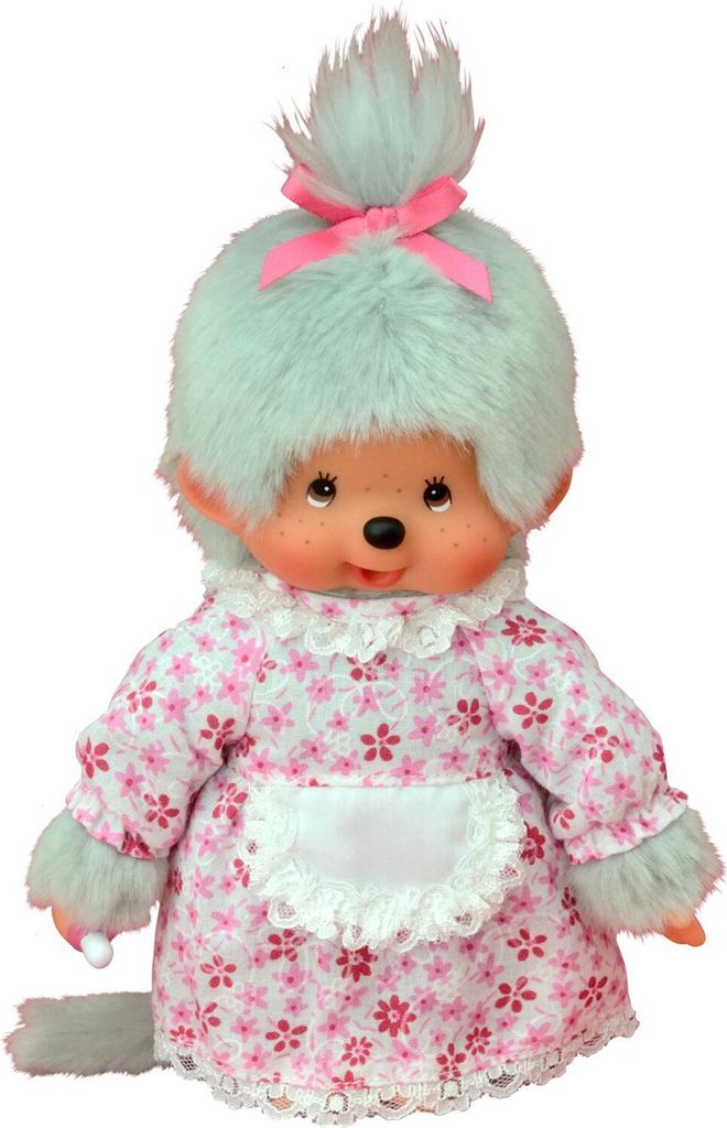 Monchhichi peluche grand-mère avec robe grise Image du produit 