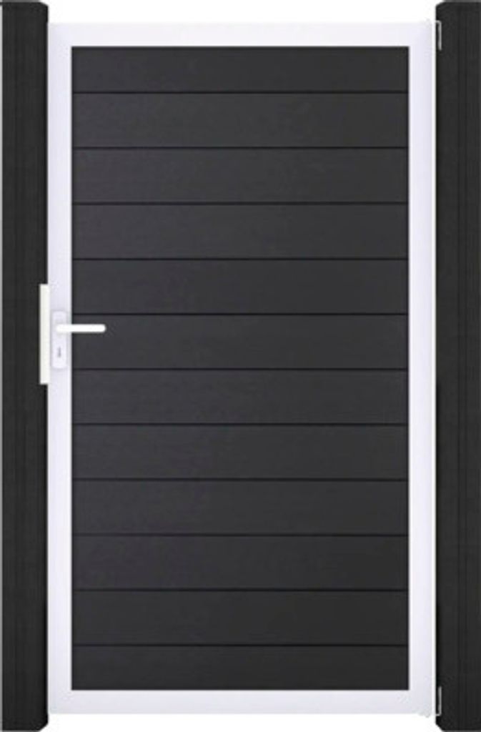 Einzeltor GroJa Solid DIN Universal vormontiert ohne Pfosten Rahmen silber 150 x 180 cm anthrazit