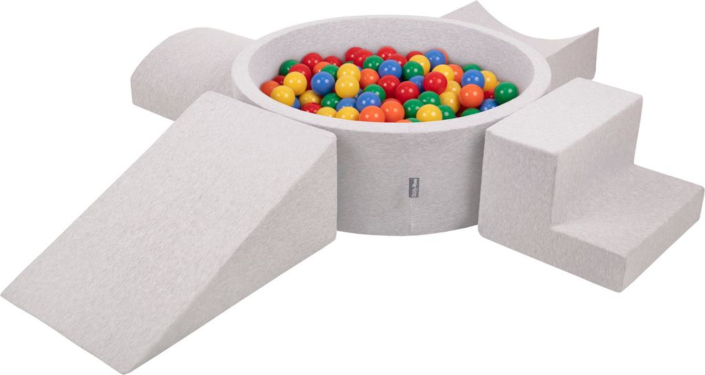 KiddyMoon Spielplatz Aus Schaumstoff Mit 200 Bälle ∅7cm Hindernisläufen Version 5 Rund Bällebad Mit Bunten Bällen Für Babys Und Kinder