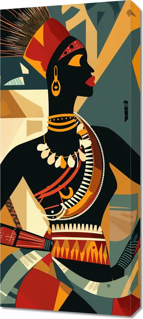 Tableau Image 40 x 90 cm Mosaïque africaine Multicolore pour Salon