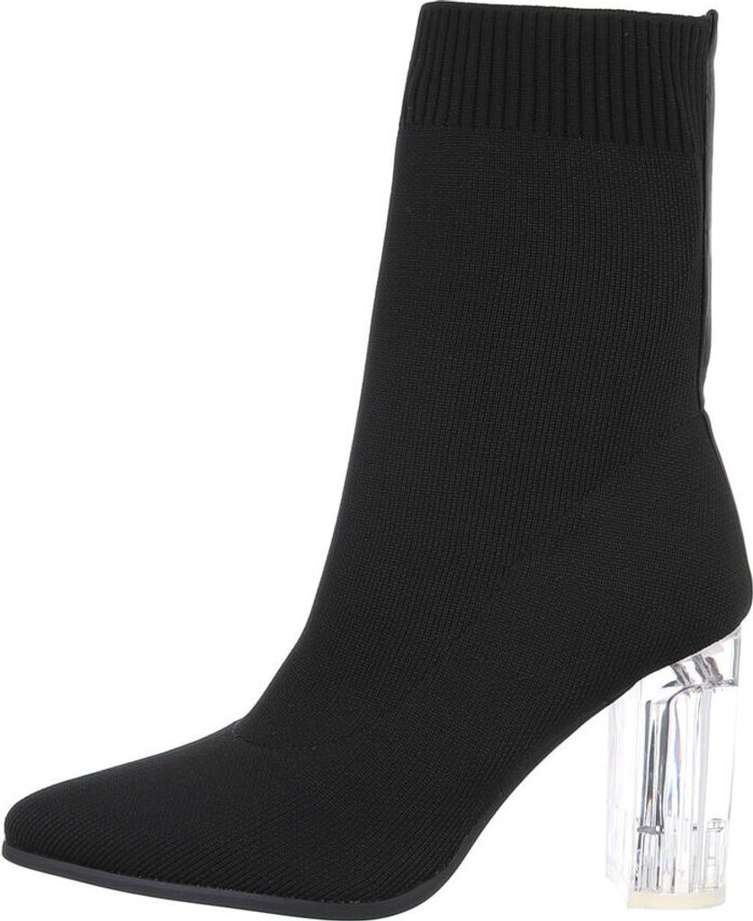 Ital-Design Damen Stiefeletten Textiloptik High-Heel Stiefeletten 84338437 Schwarz Gr. 39