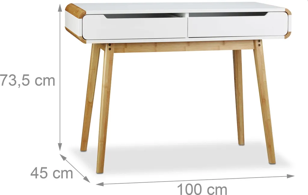Relaxdays Bureau avec Tiroirs Blanc 120x60 cm pour Travail à Domicile