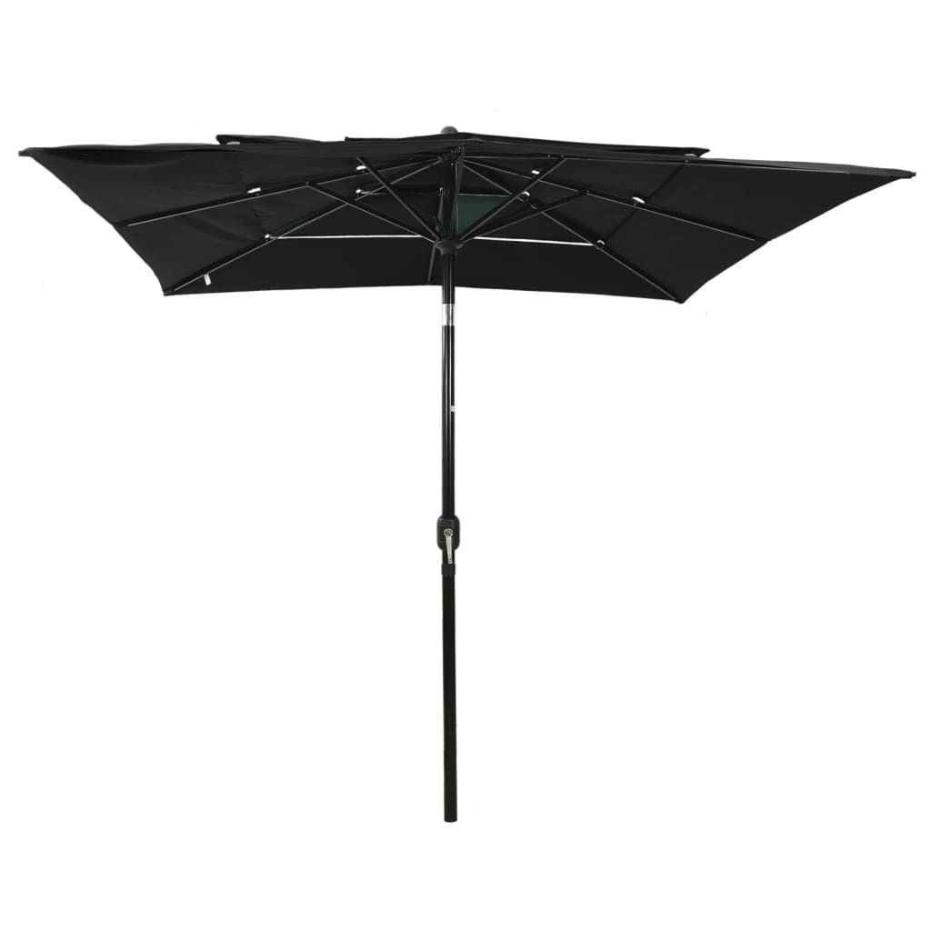 Ombrellone a Sbalzo 3 Livelli Palo Alluminio 2,5x2,5 m Nero Immagine del prodotto 