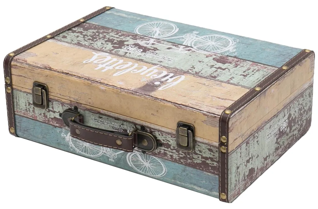 Boîte de rangement bois déco vélo HMF pour photos et souvenirs 38cm