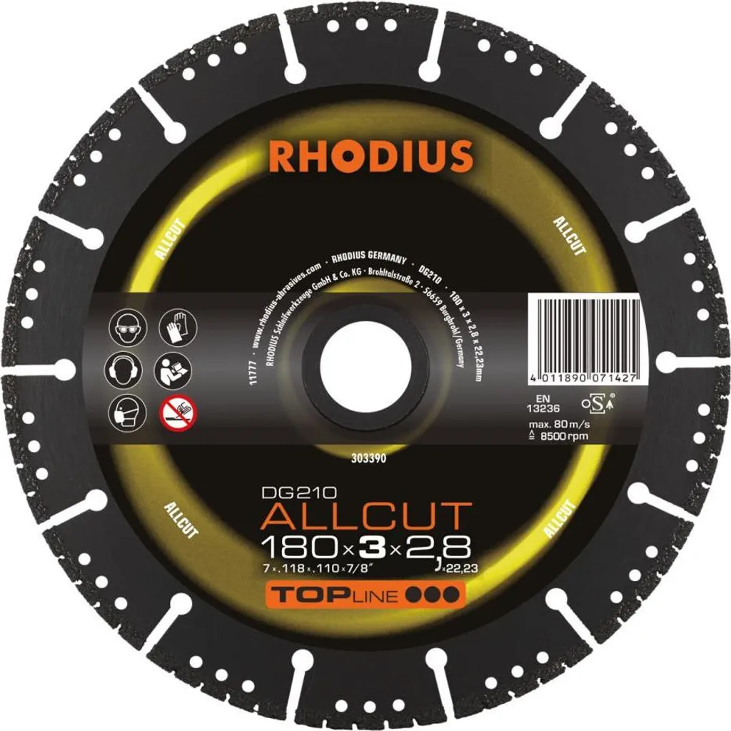 Rhodius 180mm DG210 ALLCUT: Il Disco Diamantato Definitivo