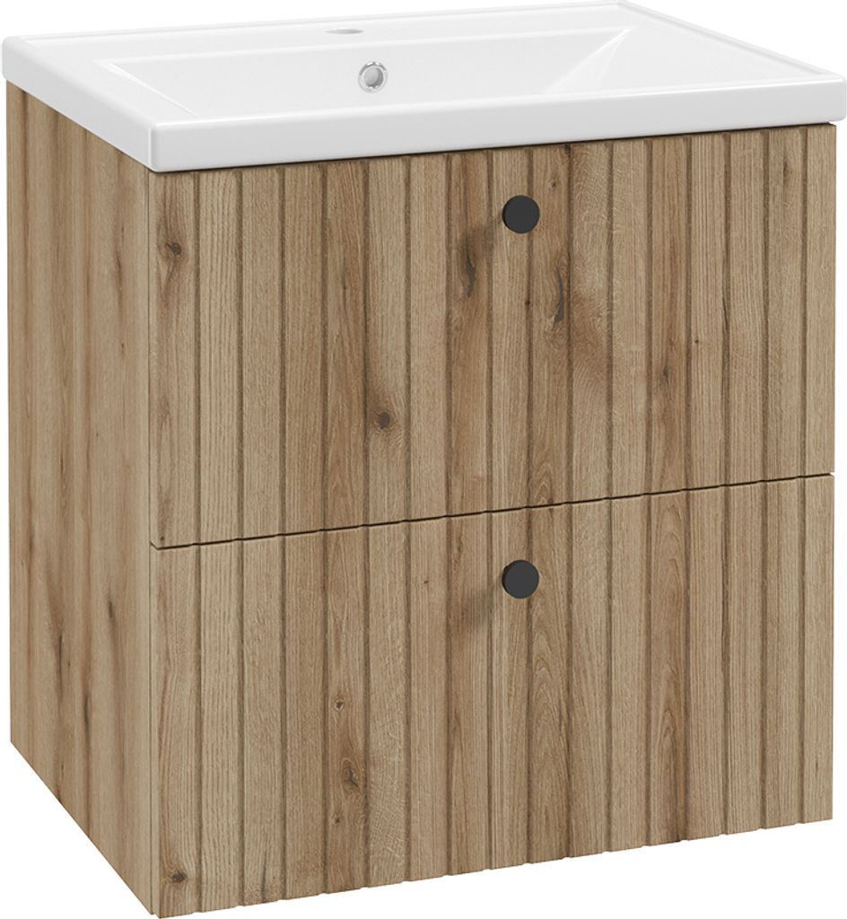 Waschtischunterschrank mit Waschbecken 60 cm Eiche RIVA-107