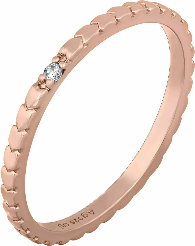 anello cai 925/- argento sterling placcato oro rosa cuori impilati