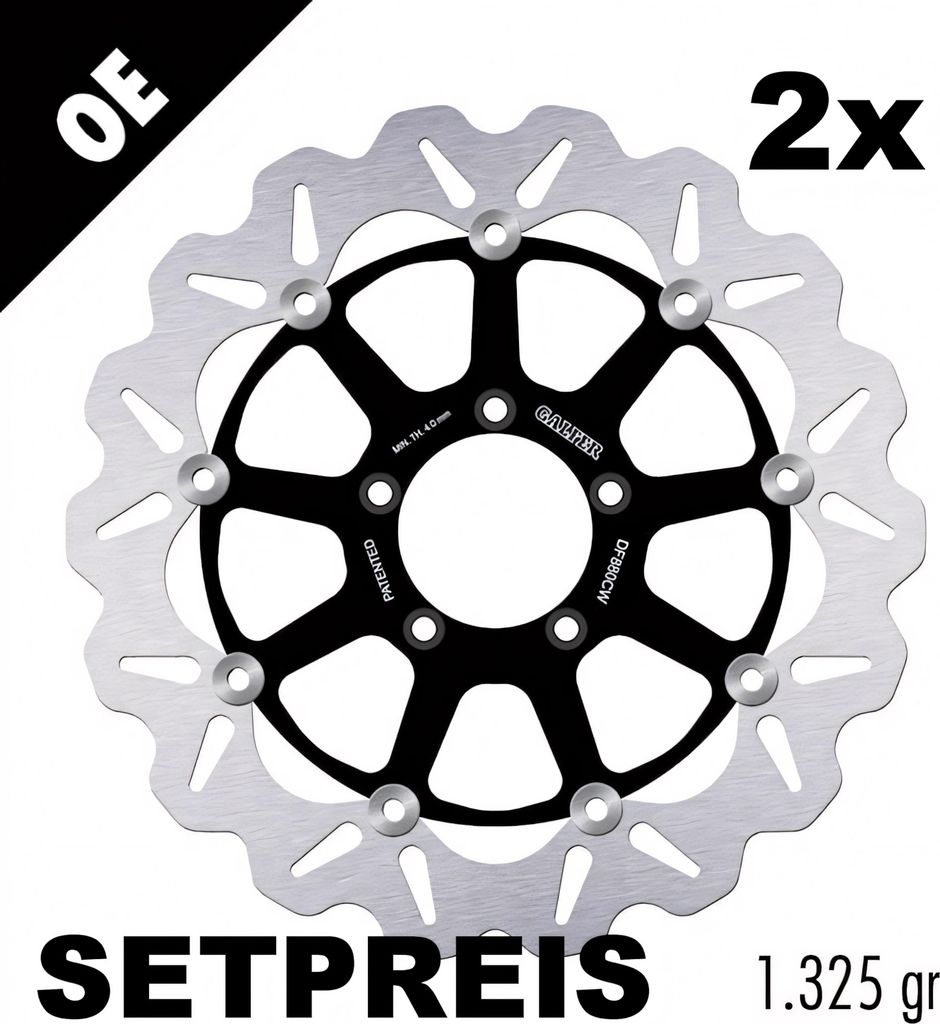 Bremsscheibe Set Galfer 2x DF880CW WAVE schwimmend vorne 320x4,5mm für Ducati Monster S ABS Superbike Streetfighter S4R Testastretta Evo Panigal...