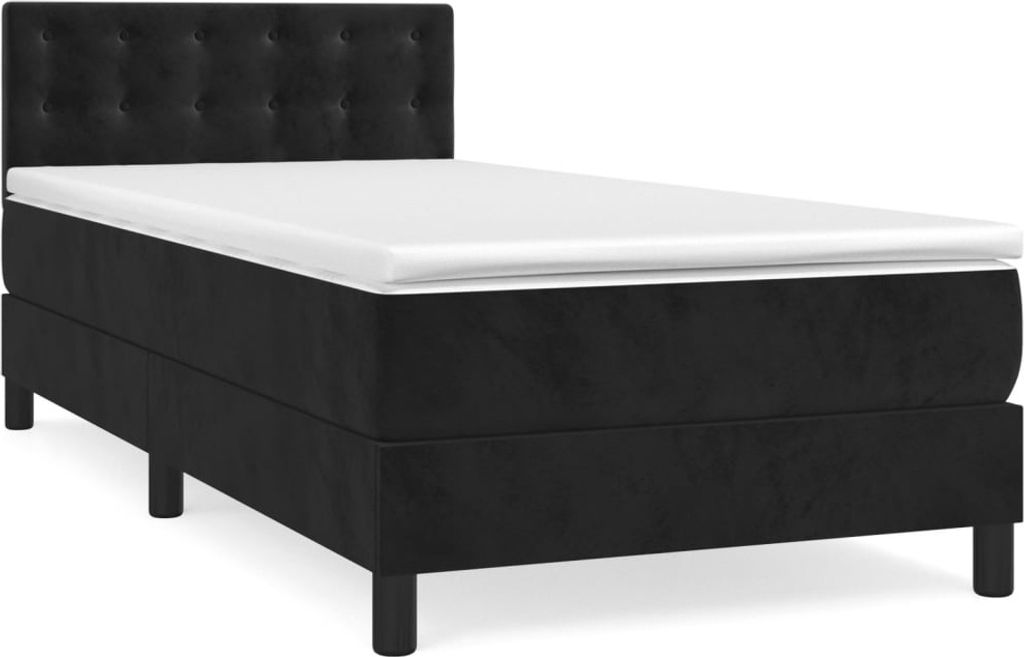 Boxspringbett mit Matratze Schwarz 90x200 cm Samt