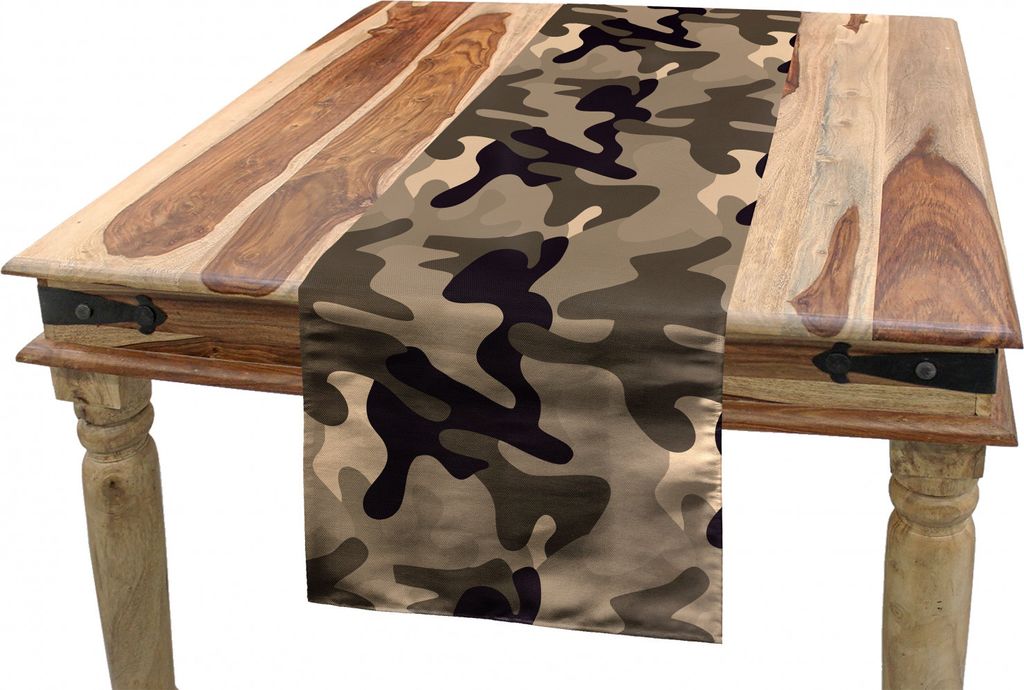 ABAKUHAUS Camo Tischläufer, Erdtöne Tarnung, Esszimmer Küche Rechteckiger Dekorativer Tischläufer, 40 x 180 cm, Taupe Dark Tan