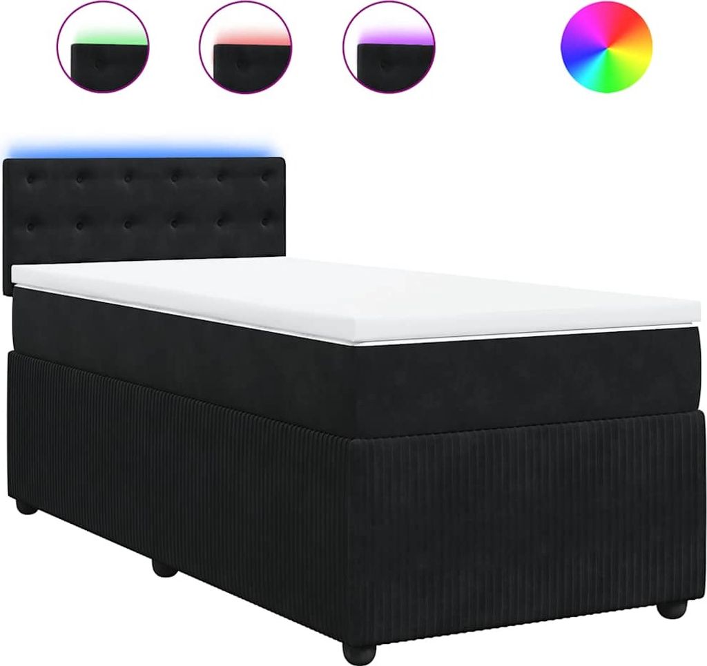 vidaXL Boxspringbett mit Matratze Schwarz 100x200 cm Samt