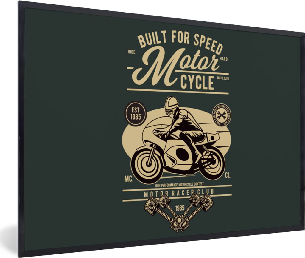 MuchoWow MuchoWow Gerahmtes Poster Mancave - Motorrad - Vintage - Zitate 60x40 cm - Poster mit zchwarzem Bilderrahmen - Printing - Wanddeko Sch...